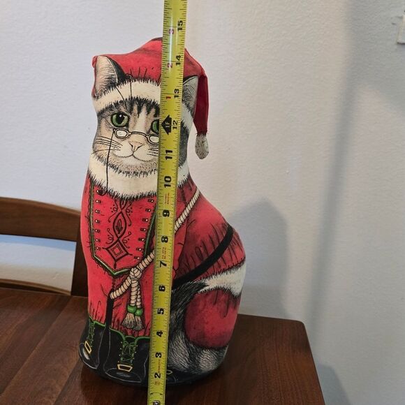 Vintage 15" Christmas Cat Doorstop The Toy Works Santa Paws Dorothy Dear Design - Picture 8 of 9